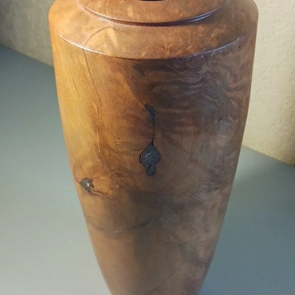 Wooden Flower Vase Hand Carved Red Wood Decor One-of-a-kind #eshopchicago - Picture 5 of 7